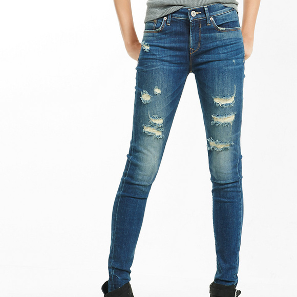 Express Jeans  Mid Rise Distressed Size 6R - Picture 1 of 2